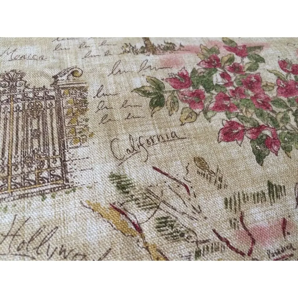 Retired Waverly Sunset Boulevard Fabric 1.8 + Yards CA Landmarks Tea Stained Tan